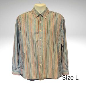 Alan Flusser Men’s Multicolor Striped Button Down Shirt – Size L